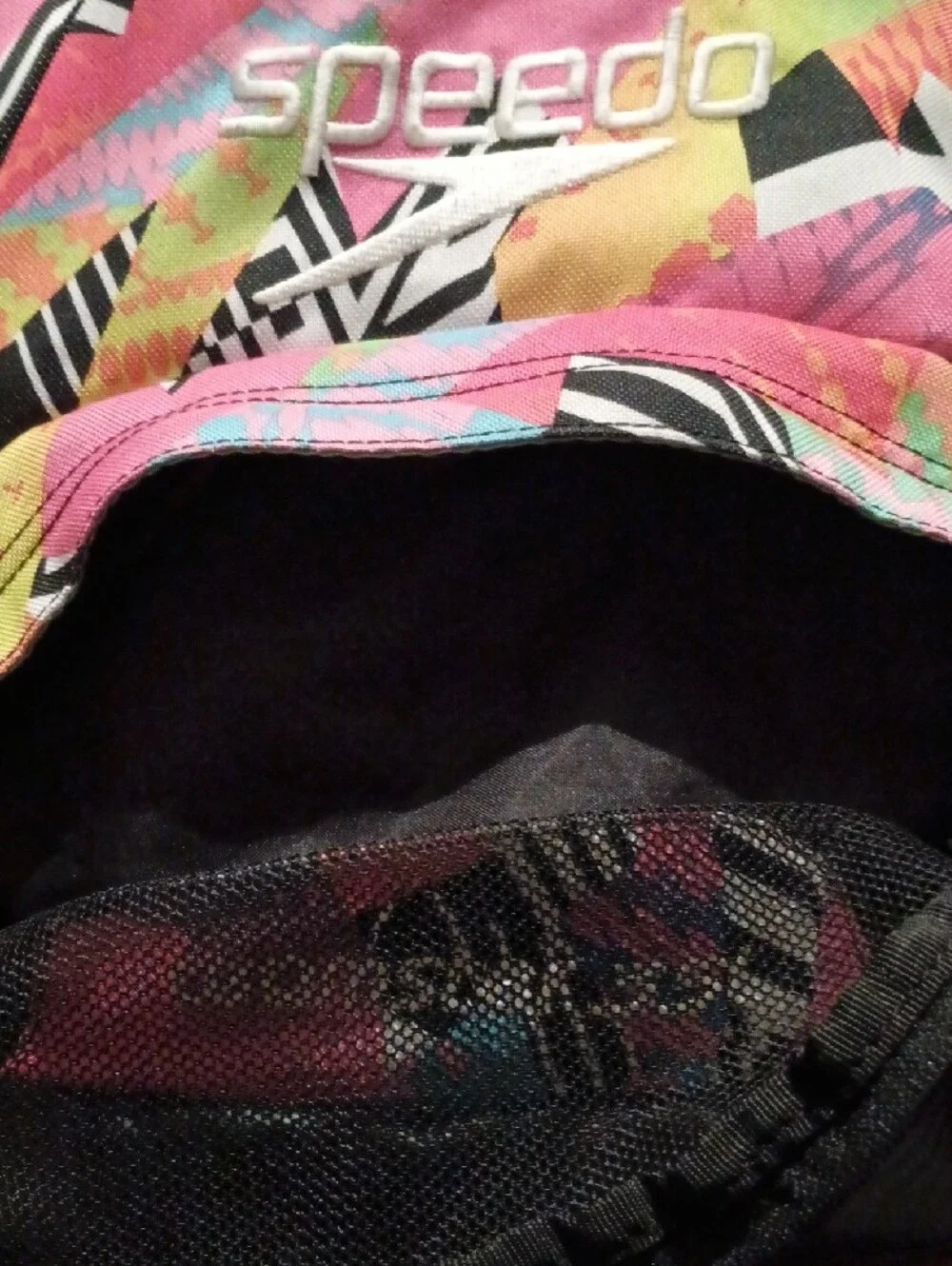 Speedo Multicolor Geometric Pink Teal Yellow Backpack